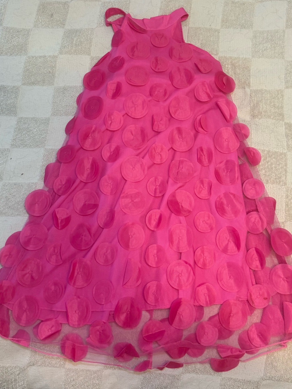 SHEIN Hot Pink Circle Appliqué Formal Dress for Girls